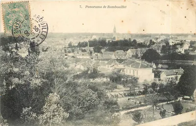 Bilhete postal antigo Panorama de Rambouillet