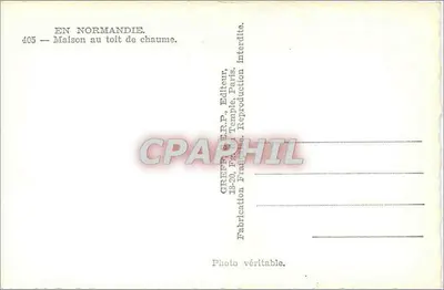 Casa com telhado de colmo — Normandia — Greff — Verso