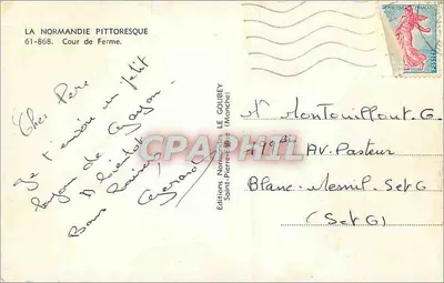 Cour de Ferme — A Normandia Pittoresca — Edições Norbert Goubey, Saint-Pierre-Église (Manche) — Verso