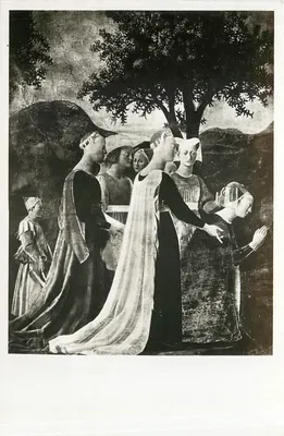 Arezzo - Igreja de S. Francisco (Coro). A Rainha Saba em adoração do Lenho (parte) — Piero della Francesca