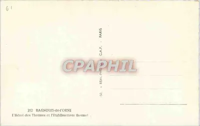 Bagnolles-de-l'Orne — O Hotel dos Termas e o Estabelecimento Termal — C.A.P. n°212 — Verso