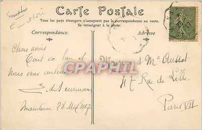 Parque do Castelo de Maintenon — Uma Avenida — N. P. Paris — Verso