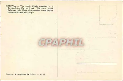 Wnętrze kościoła — Auditoire de Calvin — A.H. — Rewers
