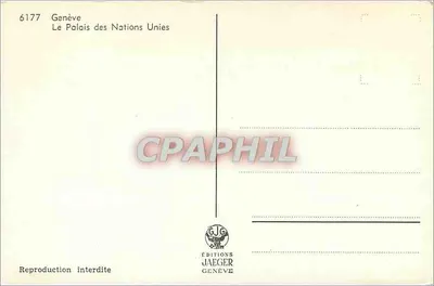 Palácio das Nações Unidas — Genebra — Edições Jaeger n°6177 — Verso