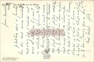 Genève. Les 6 Ponts sur le Rhône et la Rade — Éditions Jaeger, No. 779 — Verso