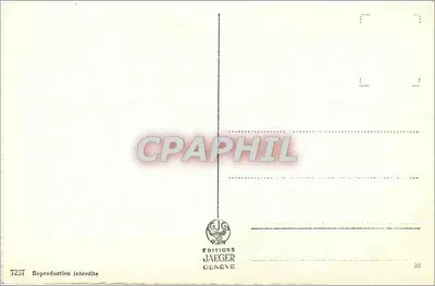Zamek Chillon — widok jeziora i gór — Wydawnictwo Jaeger Genewa, nr 7237 — Rewers