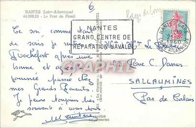 El Puente de Pirmil en Nantes — vista sobre el Loira — editor La Cigogne — Reverso