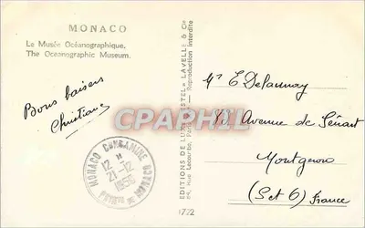 Museu Oceanoográfico — Mônaco — Edições de Luxo Estel, n°1722 — Verso