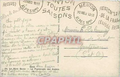 Promenada Anglijska — Menton — Wydawnictwo AZUREA, seria 6 — Rewers