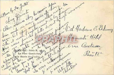 Le Havre — Plac Gambetta i Basen Yachtowy — Wydawca: Plac Gambetta, seria R.1 — Rewers