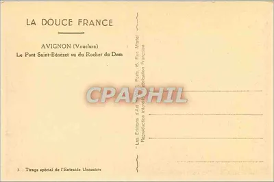 Avignon (Vaucluse) — Le Pont Saint-Bénézet widziany z Rocher du Dom — Les Editions d'Art Manuel — Rewers