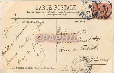Monte-Carlo — Wejście do Kasyna — LL. n°1202 — Rewers