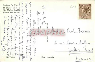 Wenecja - Bazylika św. Marka — wydawca Fotocel Torino, nr 304 — Rewers