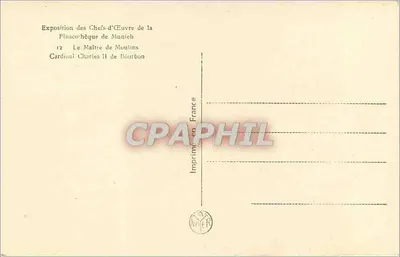 Kardynał Charles II de Bourbon — Wystawa Sztuk Pięknych Pinakoteki Moulins — Drukarnia we Francji — Rewers