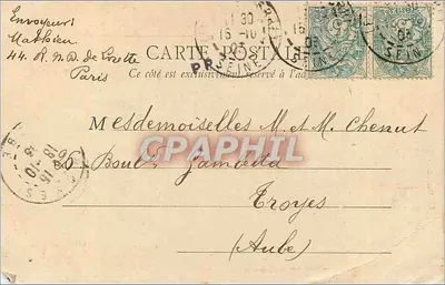 Bilhete postal antigo Levallois Perret — O Hotel de Ville — Verso