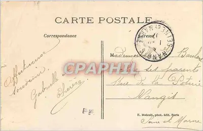 Stara pocztówka Les Bords de la Marne Płetwalowanie z Joinville do Nogent — Rewers