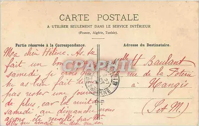 Castelo de Courances — vista do castelo com dois selos de 9 centavos — editor anônimo, n° 389 — Verso