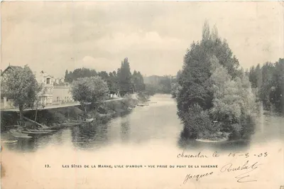Os Sítios da Marne, a ilha do amor - vista tirada do ponte de la Varenne — Jacques Basbat, Charenton
