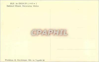 Sils im Engadin — Halbinsel Chastè, Stürmisches Wetter — Photohaus E. Meerkämper, Sils im Engadin 94 — Rewers
