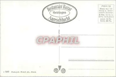 Aareschlucht — kanion z metalową mostową — Photoglob-Wehrli AG, Zurych, n° 7987 — Rewers