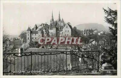 Neuchâtel. O Castelo — vista panorâmica — editor Perpoulet, n° 214