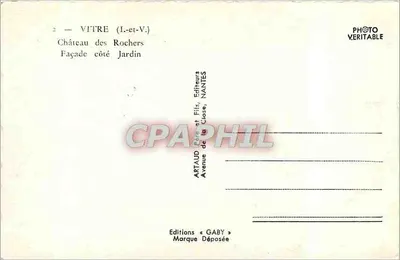 Vittré (Ille-et-Vilaine) — Zamek Rochers, fasada z ogrodu — Wydawnictwo Gaby — Rewers