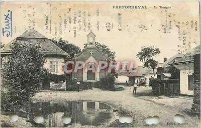 Bilhete postal antigo Parfondeval o Templo