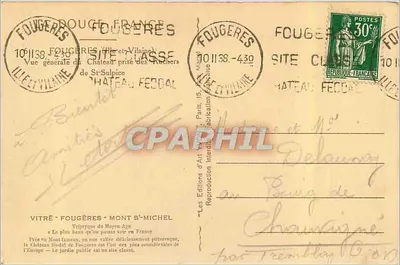 Castelo feudal de St-Sulpice — Fougères — Les Éditions d'Art — Verso