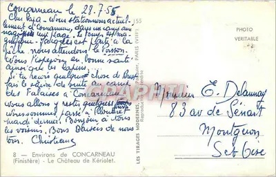 Castelo de Kériolet — Concarneau — Editor: Les Tirages Modernes — Verso
