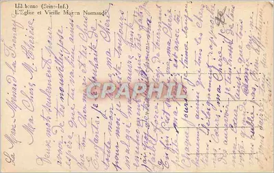 A Igreja e Velha Prefeitura de Lillebonne (Seine-Inférieure) — editor Cim — Verso