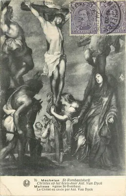 Christus na cruza por Ant. Van Dyck — Igreja de St-Rombaut, Malines — editor Bob, n°70