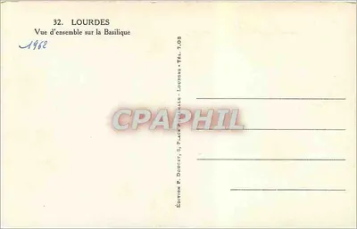 Lourdes — Vista geral da Basílica — Edição P. Doucet, Lourdes — Verso