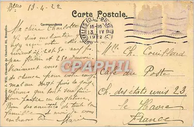 Bruxelas — Jardim italiano no Jardim Botânico — J. Will, Bruxelas — Verso
