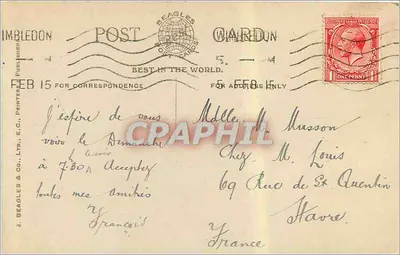 Royal Courts & Fleet St. Londres — Beagles' Postcards n° 885.T — Verso