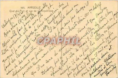 Widok na Marseillę — Quai du Port i rue de la République — Wydawca nieznany — Rewers