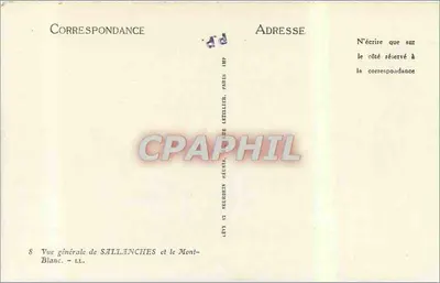 Sallanches e o Mont-Blanc — Vista geral — Editor LL. Paris — Verso