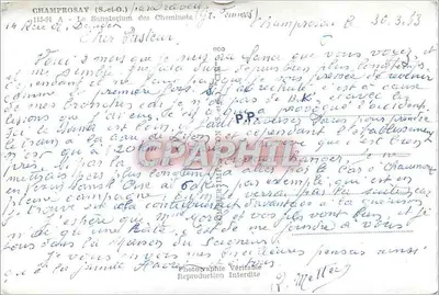Bilhete postal moderno Champrosay S et O o sanatório dos Cheminots — Verso