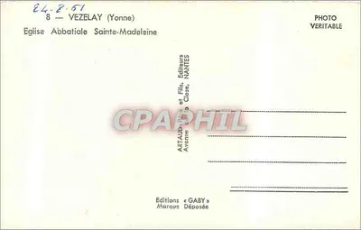 Vézelay — Katedra św. Małgorzaty — Wydawnictwo Gaby, Nantes — Rewers
