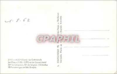 Auch (Gers) - Katedra — Chór (1526-1529) widziany z Wielkiego Ołtarza — 72 Postacie Zdobione Drewnem — Wydawca Elcée — Rewers