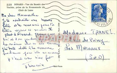 Dinard — Widok z Basenu Yachtów, z Promenady Clair de Lune — Réal-Photo, nr 225 — Rewers