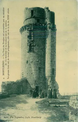 Torre do Donjon em Montlhéry — vista lendária, café Montlhéry — editor V. Legendre, n°4