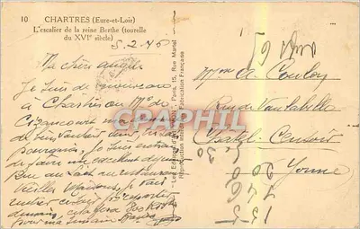 Chartres (Eure-et-Loir) — Schody królowej Berthe (wieża XVI wieku) — Éditions de la Rue Française — Rewers