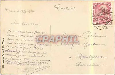 Wiedeń, I. Rathaus — Widok budynku miejskiego — Wydawnictwo A. B. & Co. Wiedeń, nr 218 — Rewers