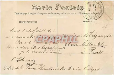 Plemberières-les-Bains — Praça da Igreja (lado Sul) — Editor: André L. Darche — Verso