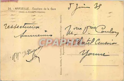 Marsiglia — Scalini della Stazione — Edizioni Mireille, G. Candini, A. Auguste-Bhanqui — Verso