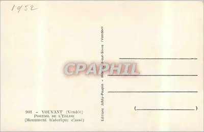 Vouvant - Portal da Igreja — Monumento Histórico Classificado — Edições Jehly-Poupin — Verso