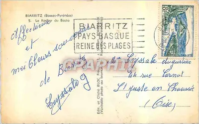 Le Rocher du Basta — Biarritz (Basses-Pyrénées) — Wyd. i Cliché BLOC — Rewers