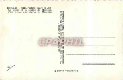 Cigonia — Poczta i pomnik Marceau — Wydawnictwo "La Cigogne" — Rewers