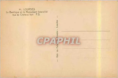 Lourdes — Bazylika i Pomnik Interallijski widziane z Cytadeli — Edit. Palais du Rosaire - Lourdes — Rewers