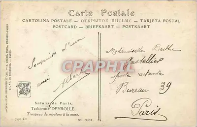 Stado owiec przy jeziorze — Théophile Deyrolle — nr 7497 — Rewers